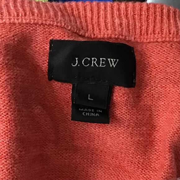 J. Crew Vintage Light Red V-Neck Pure Cotton Pullover Knit Sweater sz Large - Picture 7 of 8